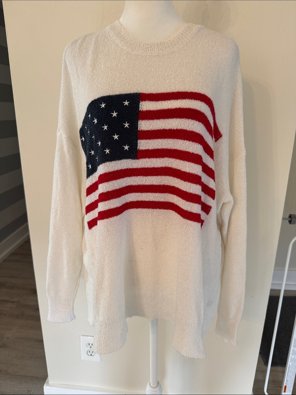 Show Me Your Mumu Woodsy Sweater oversized Patriotic USA American Flag Small